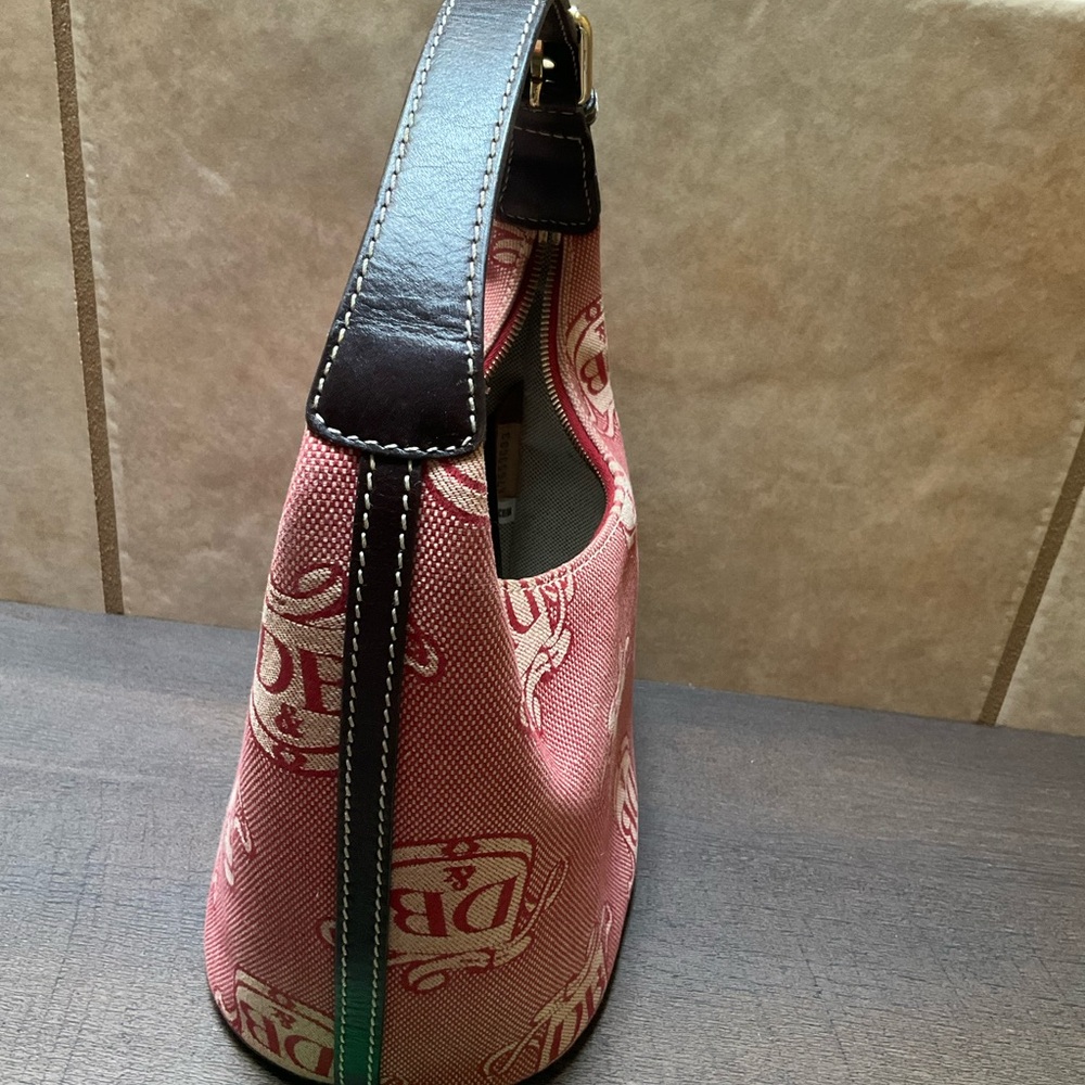 Dooney Bourke Small Signature Hobo Shoulder bag VTG RED Canvas mini bucket - Picture 2 of 11